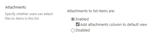 Setting a attachments to disabled in the GUI