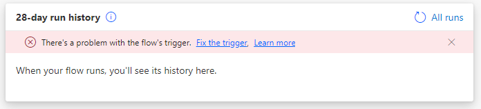 There's a problem with the flow's trigger